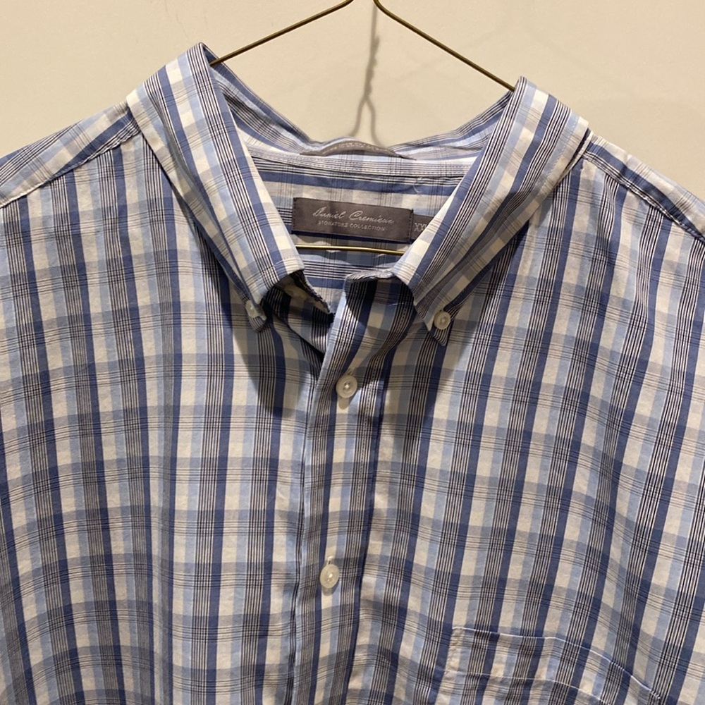 Daniel Cremieux Men’s Button Down Shirt.‎  XXL.  Blue/White Plaid.100% Cotton - Picture 2 of 8